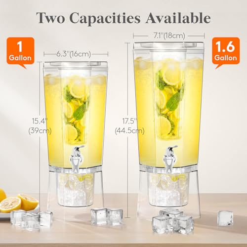 Large 1.6 Gallon Drink Dispenser with Fruit Infuser and Ice Storage - Party Beverage Dispenser Set