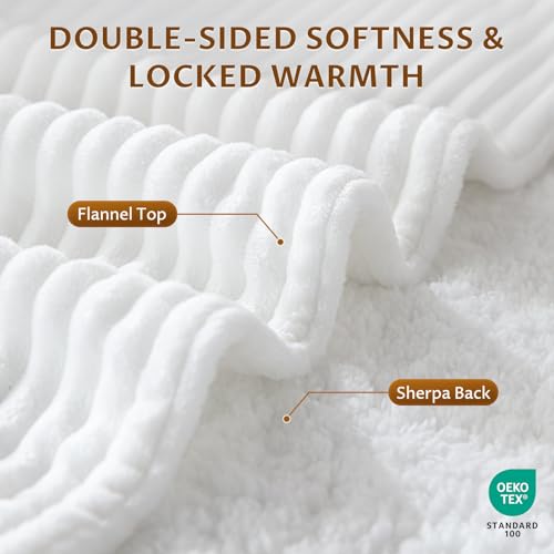 Reaks White Heated Throw Blanket 50x60in with 5 Heat Levels & Auto-Off