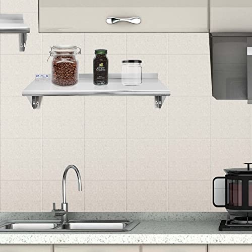 12x36 Stainless Steel Wall Mount Shelf - Commercial Kitchen Rack, NSF Certified, Heavy Duty