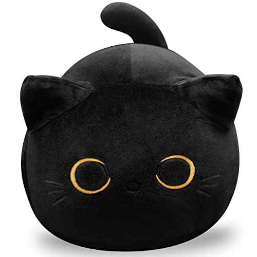 3D Black Cat Plush Toy, 17.7" Black Cat Pillow, Animal Soft Plush Pillow Baby Plush Toy Cat Shape Design Cute Cat Waist Cushion, As Birthday, Halloween, Christmas Decoration