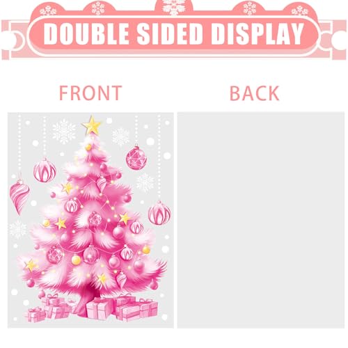 Pink Christmas Window Clings - 8 Sheets Holiday Decor for Glass & Surfaces