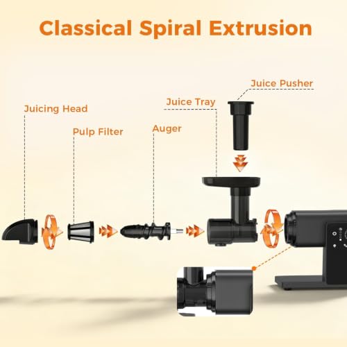 PSIIDAN Cold Press Juicer Machine with Smart Touch Screen - Leafy Greens & Vegetable Extractor, BPA-Free
