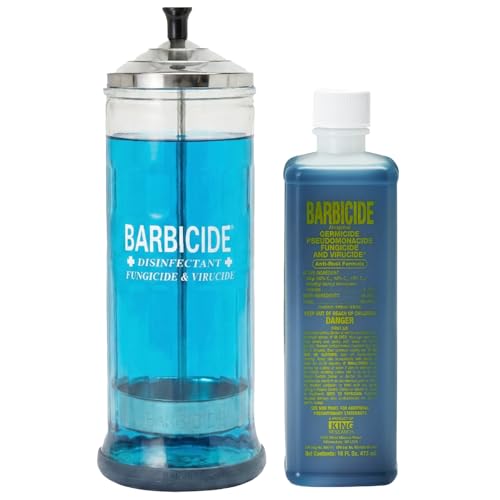 Barbicide Disinfectant Starter Kit 37 Oz Jar + 16 Fl Oz Concentrate for Salon & Barber Sterilization