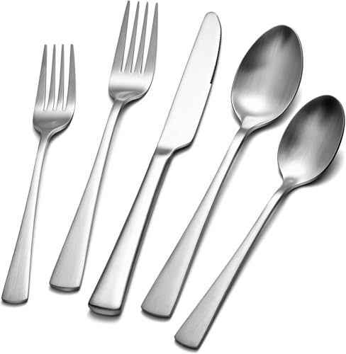 Matte Stainless Steel Flatware Set for 12 - 60 Pieces - Silverware Cutlery