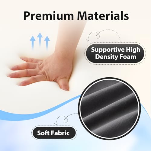 Velorose Medium 19-Inch Reading Pillow for Sitting Up in Bed, Grey, Flip-Up Headrest