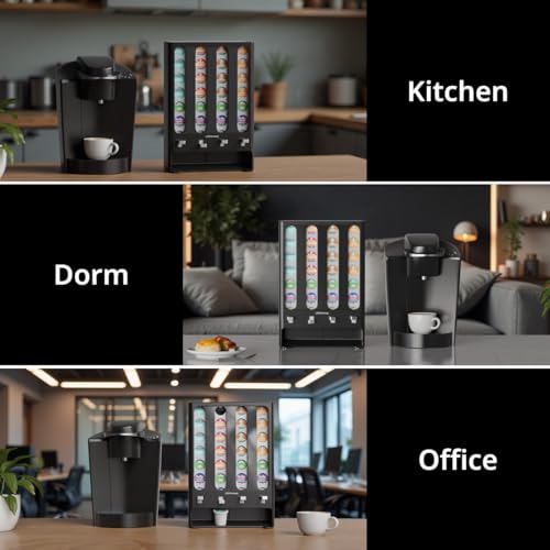 Coffee Pod Dispenser Stand for 28 K Cups - Black Vending-Style Organizer