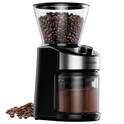 Coffee Bean Grinder with 32 Settings & 40-Second Timer - Compact Black Burr Grinder