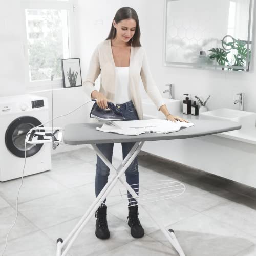 Gray Foldable Ironing Board 57x15 Inches with Wall Hanger and Adjustable Height