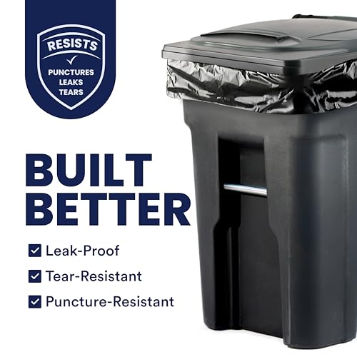 Heavy Duty Black Garbage Bags 95-96 Gallon Pack of 50 - 1.5 Mil Thick Trash Liners