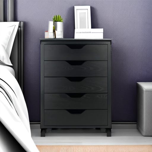 Winsome Halifax 5-Drawer Storage Cabinet - Black, Mobile & Versatile