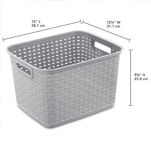 Sterilite Tall Weave Plastic Storage Baskets - Gray 6 Pack