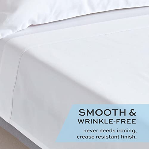 Twin Flat Bed Sheets 3 Pack - 66x104 Inches White Cotton 200 Thread Count - Hospital & Hotel Quality - Variation of THIS listing