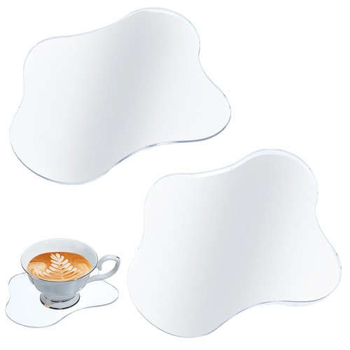 CREATCABIN 2Pcs 2 Styles Acrylic Cup Coaster Decorative Plates Waterproof Transparent Decorative Irregular Bar Drink Coaster for Home Office Desk Coffee Table Cup Tabletop Protector Kitchen Counter
