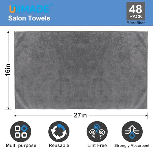 Grey Microfiber Gym Towels Set - 48 Pack Hand & Salon Towels
