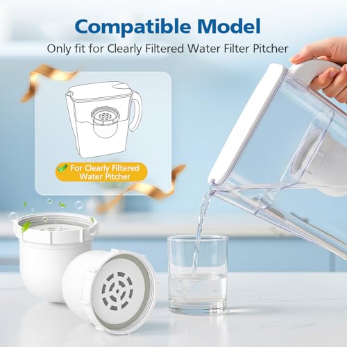 Water Pitcher Replacement Filter 2 Pack for Clearly Filtered No.1 - White