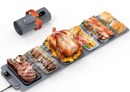 FEPPO Food Warming Mat - Grey, Extra-Long 42x12 Inches, Rapid Heating