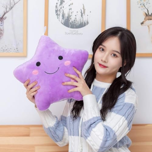 DearSun 13''Creative Twinkle Star Colorful Night Light Plush Pillows Light up Night Stuffed Toys Perfect for Birthday Christmas Holiday Valentines (Purple)