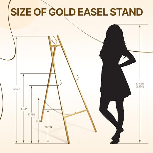 Jdooqee 57.5" Gold Easel Stand for Sign - Adjustable, Heavy Duty, Wedding Display (Variation 1)