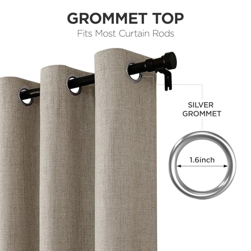 Joydeco Linen Blackout Curtains 84 Inch, Pack of 2 - Light Blocking Room Darkening Drapes with Grommets, Thermal Insulation, Noise Reduction, Privacy, 52"W x 84"L