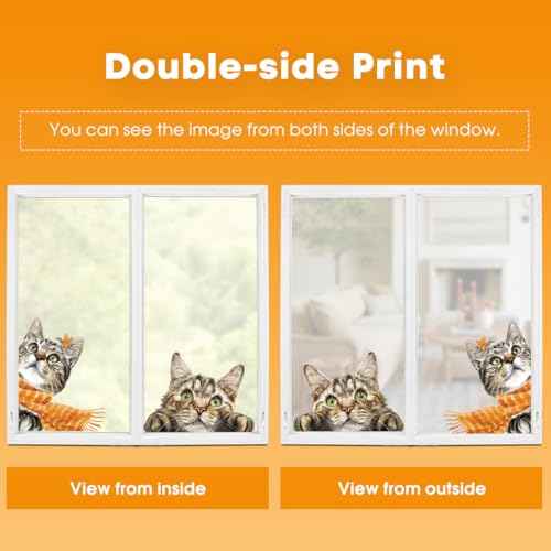 Horaldaily 60 PCS Fall Thanksgiving Window Cling Sticker, Pumpkin Leaves Cats Home Party Supplies Shop Window Glass Display Decoration
