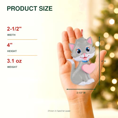 Personalized Cat Christmas Ornament - Custom Pet Memory Gift with Heart Tag
