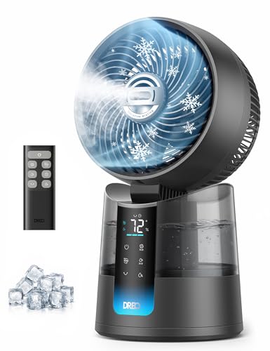DREO TurboCool Misting Fan Grey - 5°F Cooling, Ultrasonic Quiet Oscillating Portable Fan