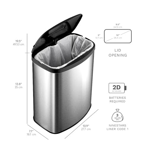 Niestars Touchless Motion Sensor Trash Can Set 13.2 Gal & 2.1 Gal Stainless Steel