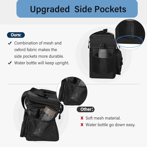 TENKIST 16L Black Expandable Tactical Lunch Box Men 2 Layer Cooler Bag for 20 Cans