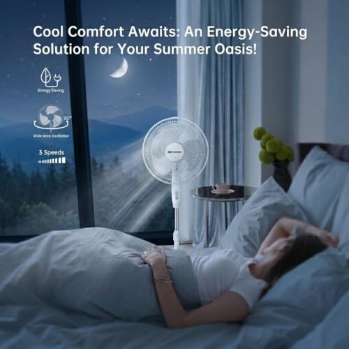 Emerson 16-Inch Oscillating Pedestal Fan with 3-Speed Control & Adjustable Height - Variation FAO1605W