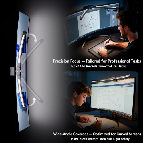 Curved Monitor Light Bar for 34+ Inch Ultrawide Curved Screens - Adjustable Dual LED Desk Lamp