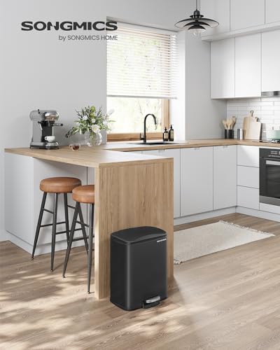 SONGMICS 5.2-Gallon Stainless Steel Step Trash Can - Black