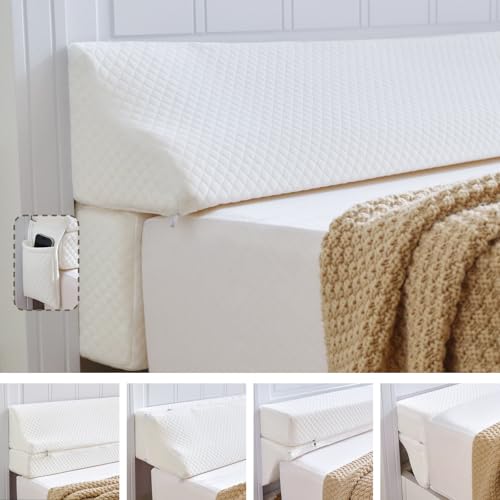 Couzssyhi White King Size Bed Wedge Gap Filler 76x10x6 Inch Adjustable Pillow