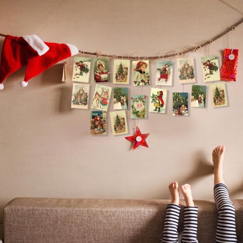 Vintage Christmas Postcard Set 12 pcs – Pretty Greeting Cards for Holiday Wishes
