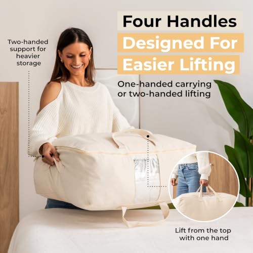 Beige VeraMia 2-Pack Large Canvas Storage Bags for Bedding & Clothing