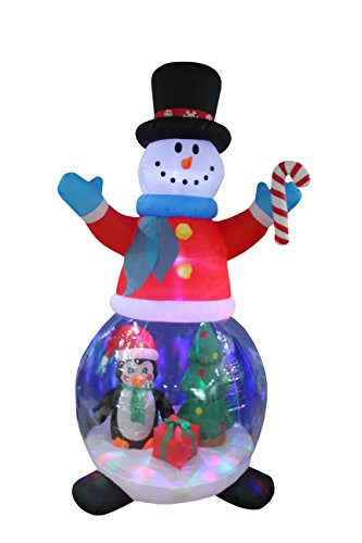 Christmas Inflatable Snowman & Snow Globe Decorations Bundle - Indoor Outdoor Holiday Party Decor