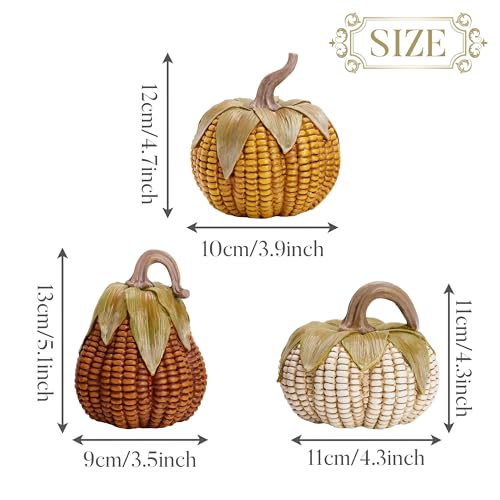 Valery Madelyn Medium Fall Pumpkin Decor Set of 3 - Rustic Resin Corn Pumpkins