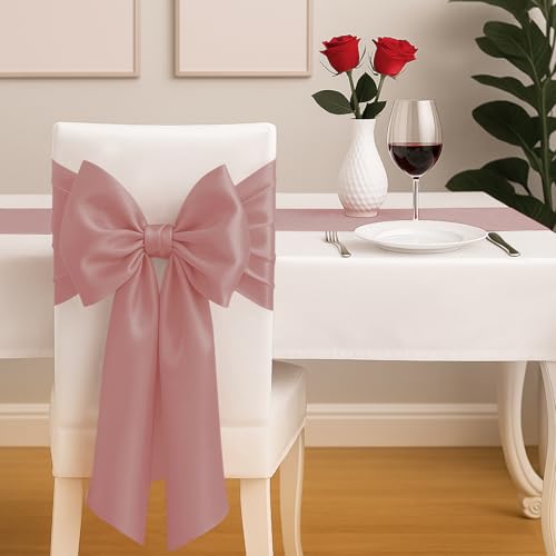 Q&J Fabric Co. Rose Gold Satin Table Runners 2-Pack, 12x108 Inches for Weddings & Events