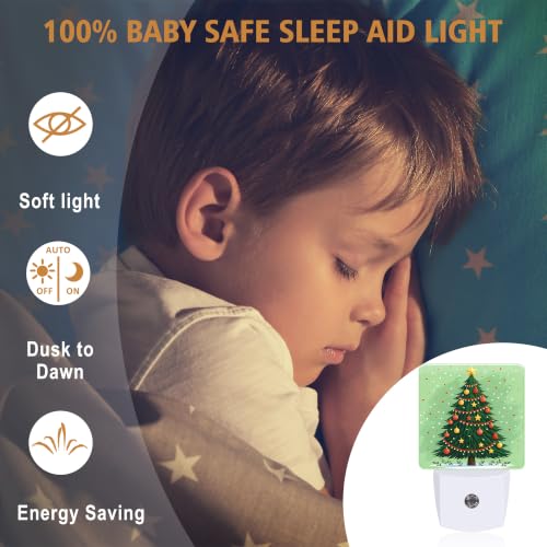 BouitoCD Christmas Tree Night Light Plug-In with Dusk-to-Dawn Sensor, Warm LED 0.5W