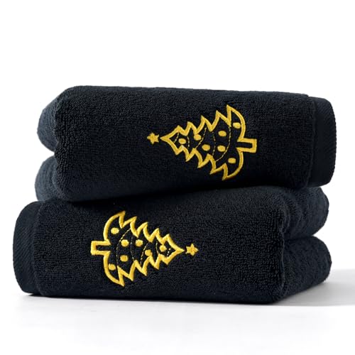 Sense Gnosis Black Hand Towel Set of 2 - 100% Cotton 13 x 29