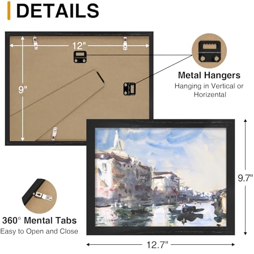 DecorUhome Black Solid Oak 9x12 Picture Frame (9x12)