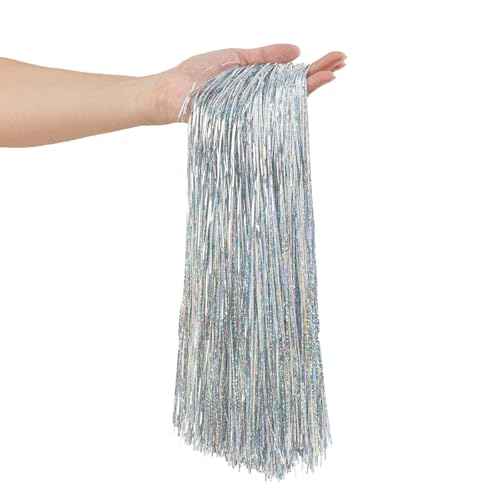 2500 Strands Christmas Tinsel Icicles Silver Iridescent Tinsel Foil Fringe Icicles Christmas Tree Tinsel Decoration for Christmas Birthday Wedding Party Hanging Decoration