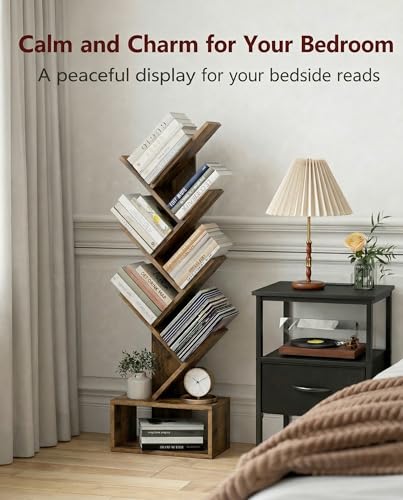 6 Tier Tree Book shelf - Small Bookcase and Bookshelf for Spaces,