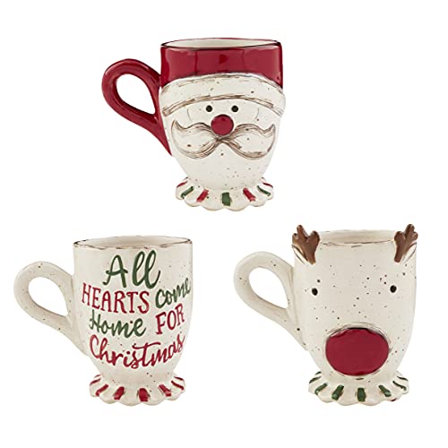 Mud Pie Farmhouse Reindeer Pedestal Mug, 16 oz