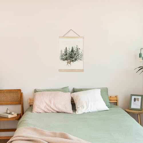 URLLUAE Winter Wall Art Decor, Reindeer pine tree wall art, christmas pictures wall decor Poster Hanger Frame,winter Wall Art, Christmas Wall Decor for Bedroom Home Office, 12x16 Inch