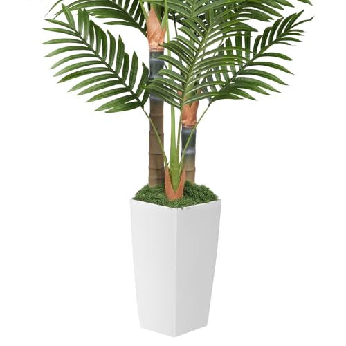 White 5ft Artificial Palm Tree Indoor Plant with Pot - Lifelike Tropical Decor