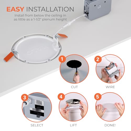 HALO 6 Inch Canless LED Recessed Lighting Kit 5 CCT, Dimmable, 4-Pack