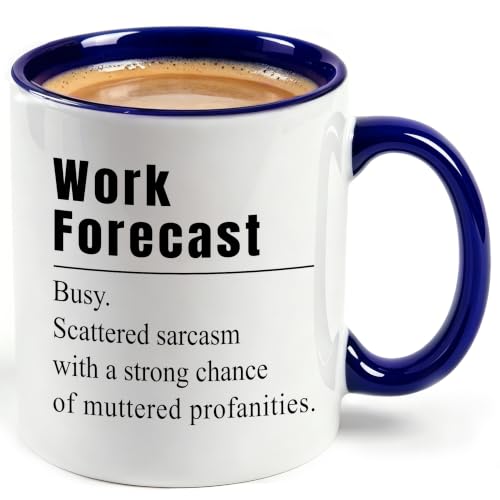 JUUNMAOO Blue Bosses Day Mug - Funny Work Forecast Coffee Cup, 11oz