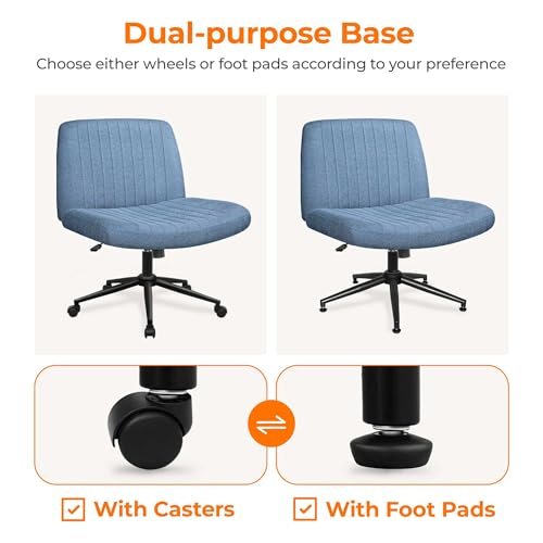 Neo Chair Blue Dual Base Criss Cross Office Chair with Wheels & Foot Pads
