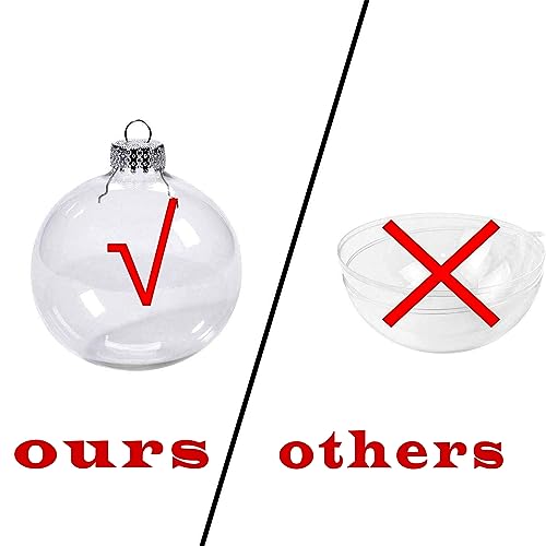 12 pcs Hanging Clear Plastic Fillable Ornaments Balls for Crafting DIY,Round Clear Ball Ornament for Xmas Tree,Home Decoration,Wedding,Party,Christmas