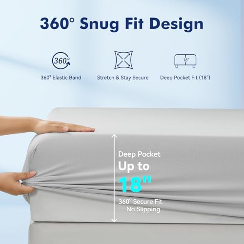Elegear Silver-Infused Cooling Bed Sheets King Size Flat Sheet Gray 108" x 102"